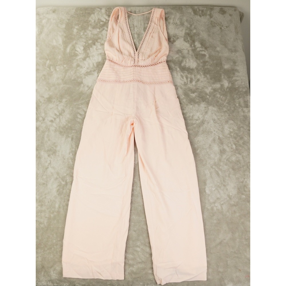 REISS Regular Wide Leg Resort Jumpsuit in Blush Pink Women's 4 Chic City - Picture 2 of 14